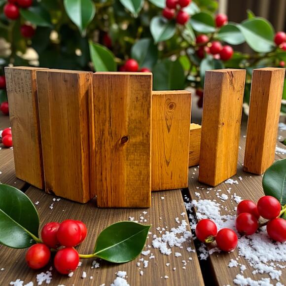 Rustic Hand Painted Wood Block Nativity Set-Primitive Christmas-Rustic-Holiday